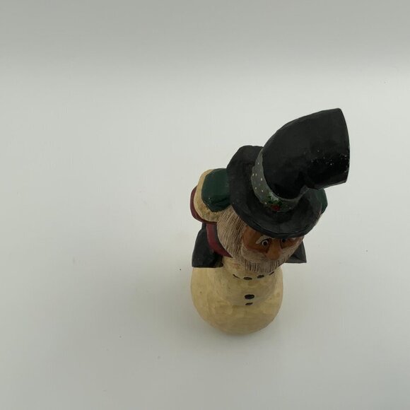 Handcrafted Rodney W. Leeseberg Santa & Snowman 1997 Figurine House of Hatten - Picture 4 of 10